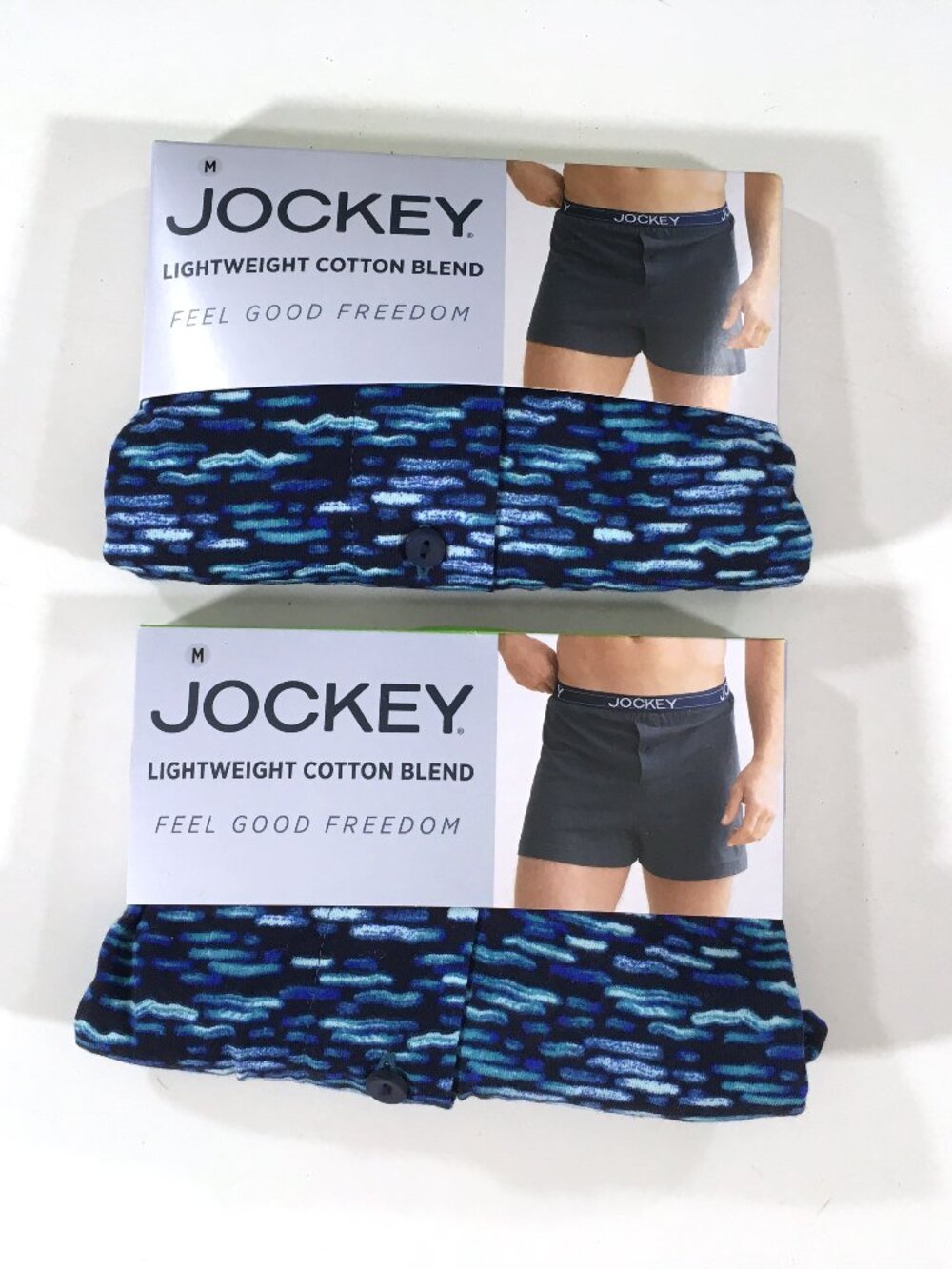 Jockey Lightweight Cotton Blend Boxers Pack of 2 Mens Size M Medium Blue